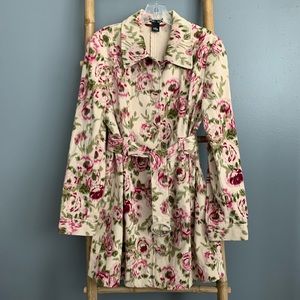 Floral trench coat jacket